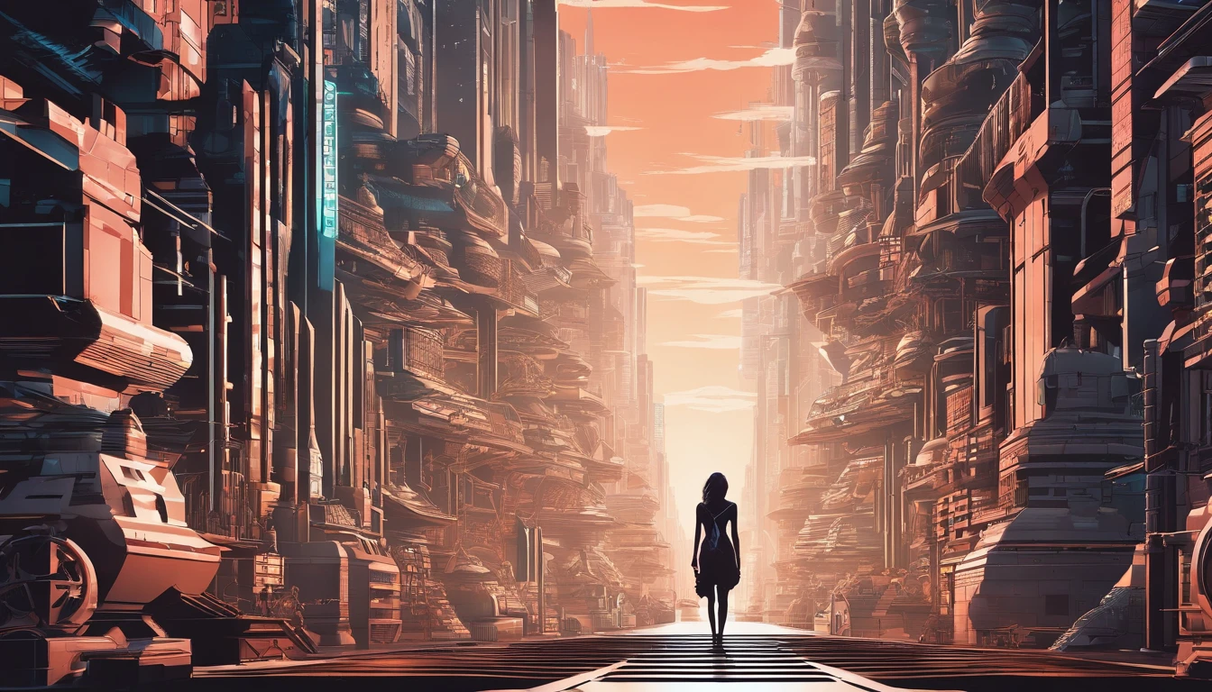 In a futuristic metropolis, Super Sexy Cyborg Girl, Her clothes were torn to shreds, Standing against the backdrop of towering holographic billboards, In a sea of bustling crowds, It shows the fusion of man and machine in the cyberpunk world., digital art, High-resolution rendering,