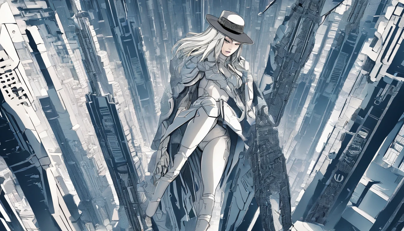 In a futuristic metropolis, Super Sexy Cyborg Girl, Her clothes were torn to shreds, Standing against the backdrop of towering holographic billboards, In a sea of bustling crowds, It shows the fusion of man and machine in the cyberpunk world., digital art, High-resolution rendering,