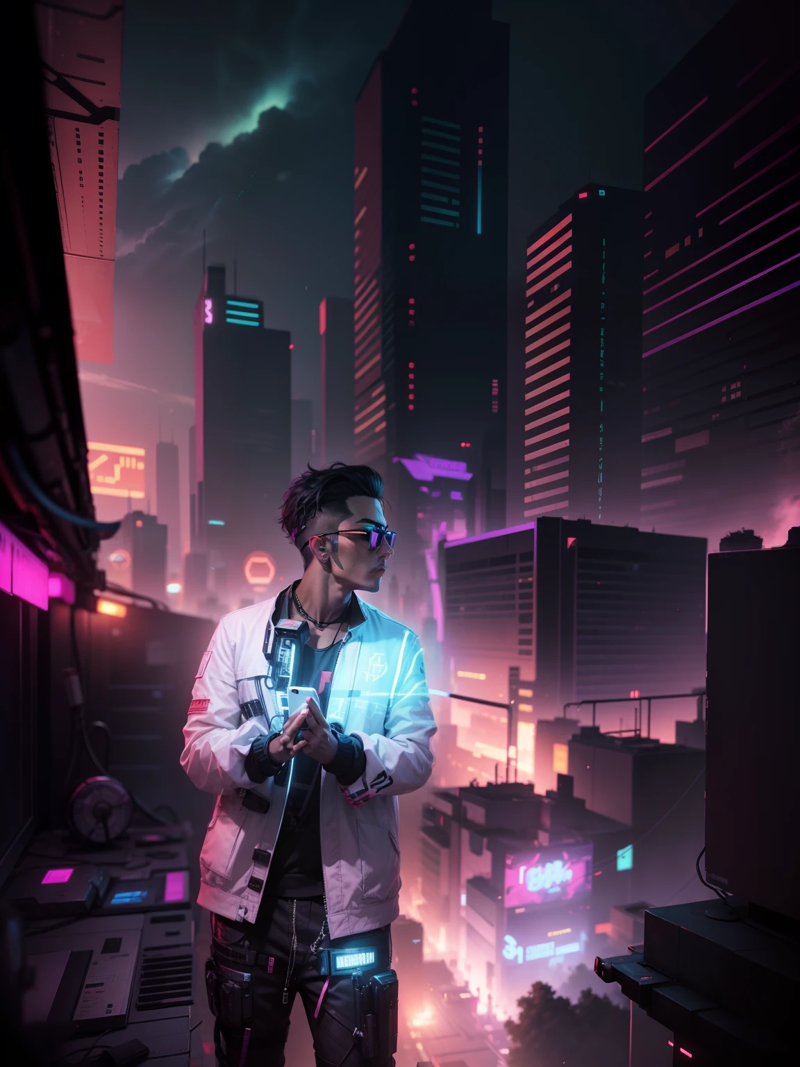 Change background cyberpunk handsome