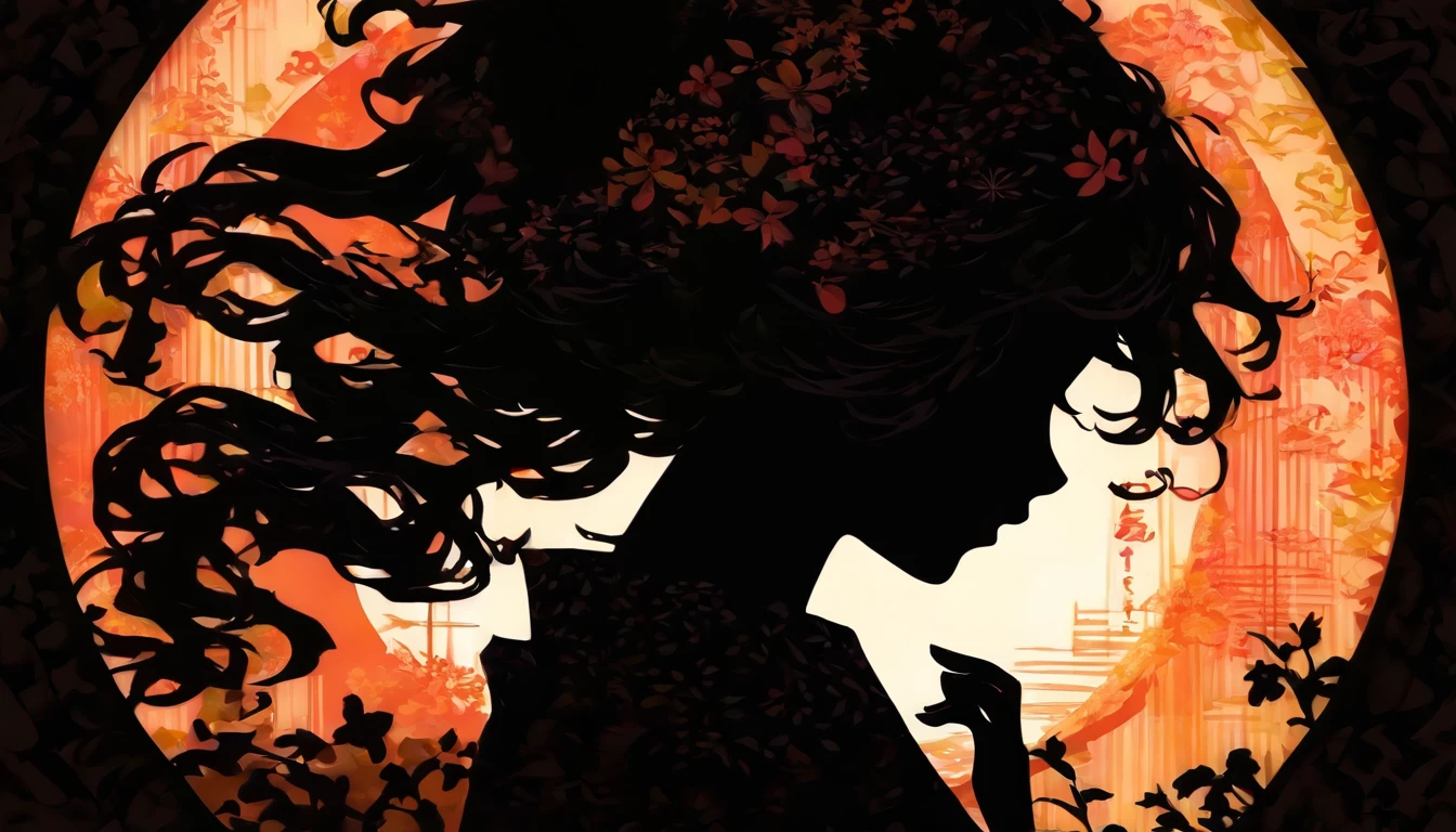 (Silhouette Art,cutouts:1.6)
(((Paper cutting art,A world where only black exists:1.3)

(Cowboy Shot),1 girl,Solo,
(Kimono Girl,profile:1.2),white, Clear and beautiful face,

BREAK
(Black cat)
Textured glass background,
