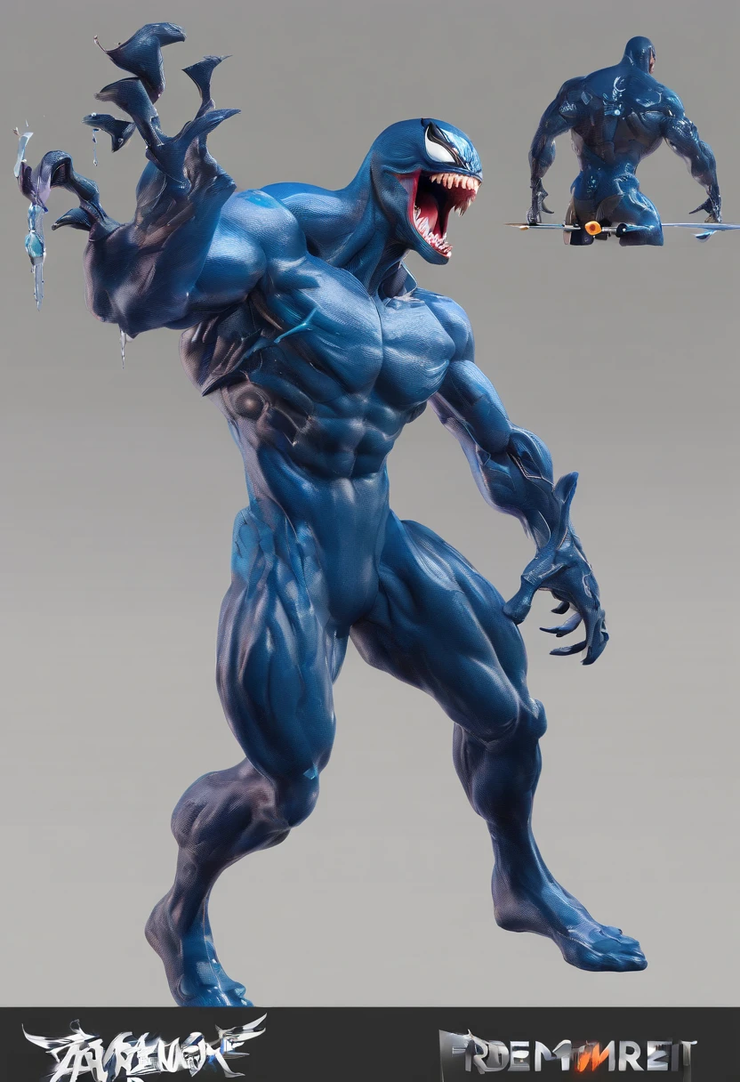 Venom,symbiote,Human perspective,humanoid robots,Male/Male,,balls,The erection,Sex life,Black body,Gollum creatures,Dripping,Sweat,Wet,Open mouth,Sharp teeth,Long tongue,Muscular male,large pecs，Abs are prone to negative skin, Bad art, Simple background, Blue body