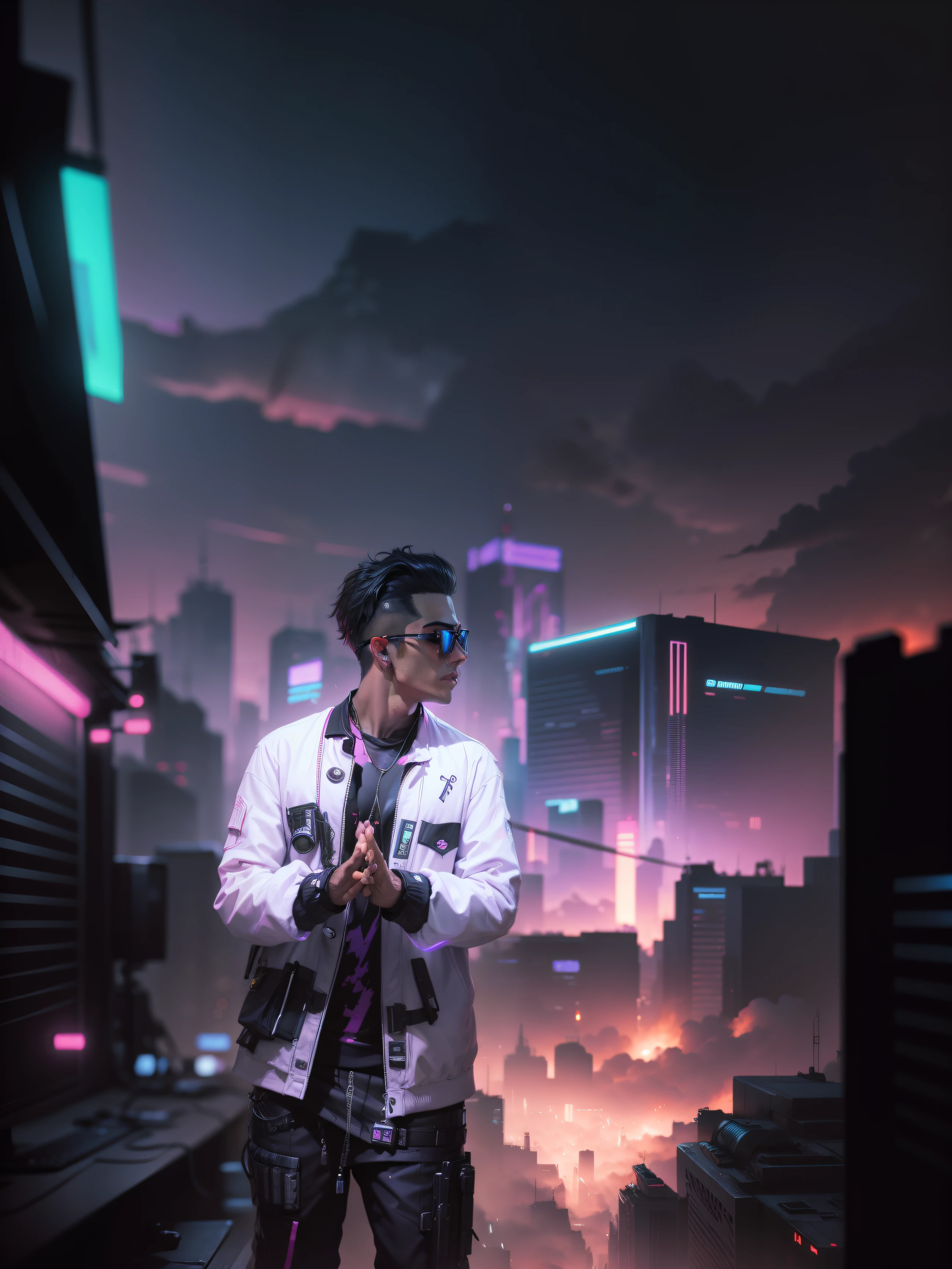 Change background cyberpunk handsome