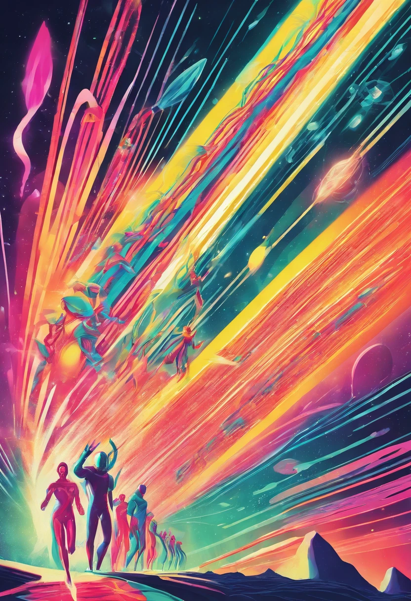 Light beings emerging from an ominous colorful aura