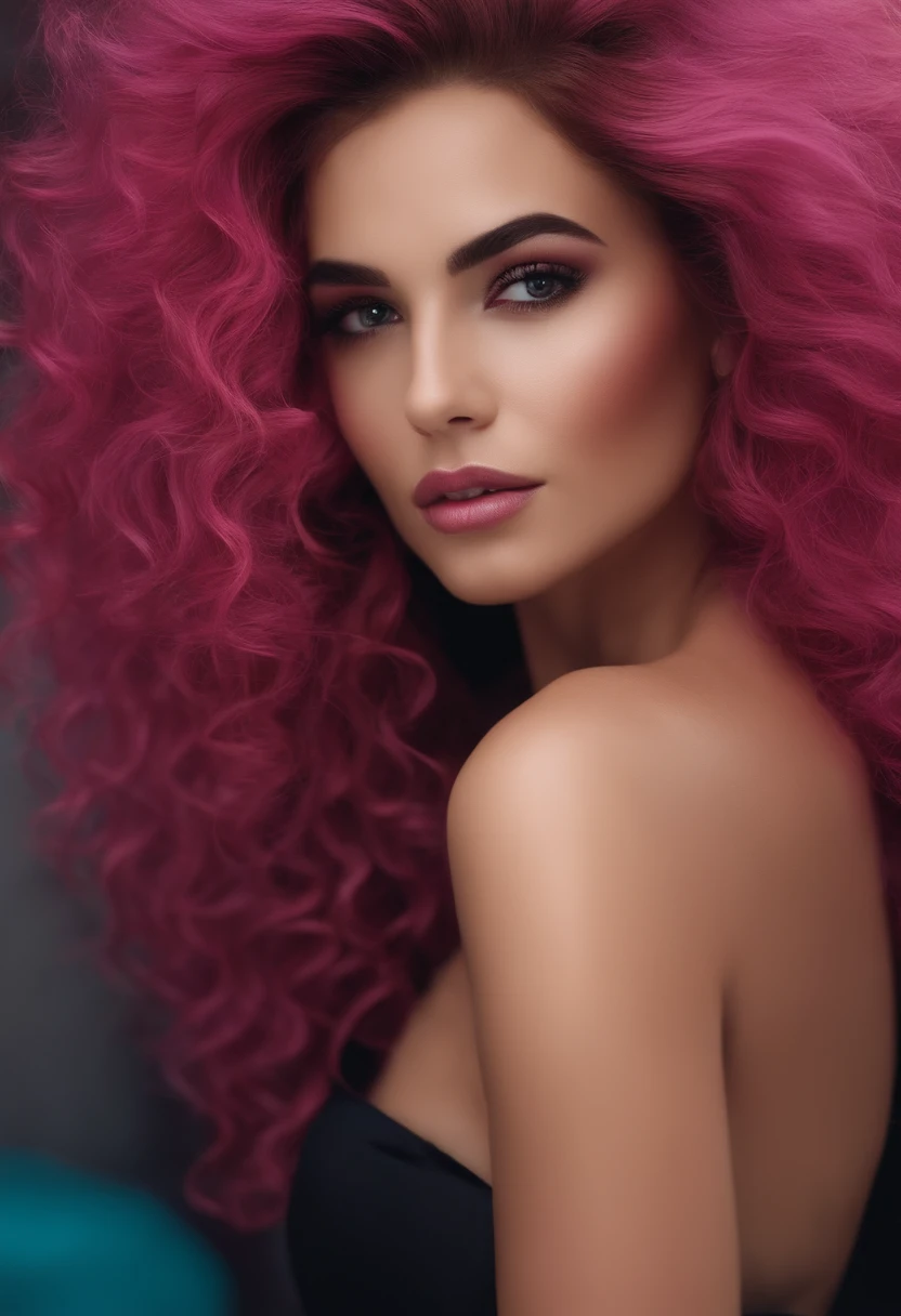 MULHER,CABELO ROSA,SEIOS PEQUENOS,HIPER REALISTA, NUA NA CAMA
