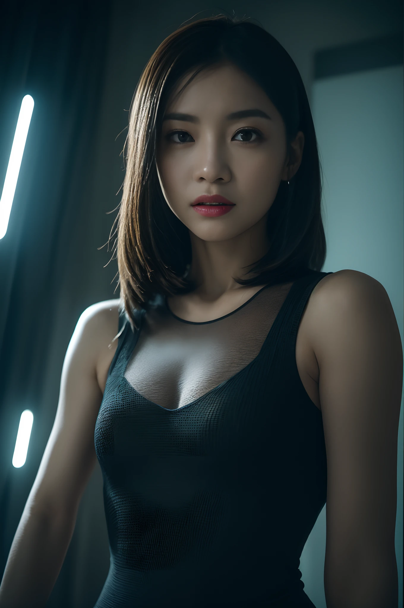 3D, A beautiful cyberpunk female image,battledress,hdr(HighDynamicRange),Ray traching,NVIDIA RTX,Hyper-Resolution,Unreal 5,Subsurface scattering、PBR Texture、post-proces、Anisotropy Filtering、depth of fields、maximum definition and sharpness、Many-Layer Textures、Albedo e mapas Speculares、Surface coloring、Accurate simulation octane rendering of light-material interactions、Two-colored light、largeaperture、Low ISO、White balance、the rule of thirds、8K raw data、blackstockings