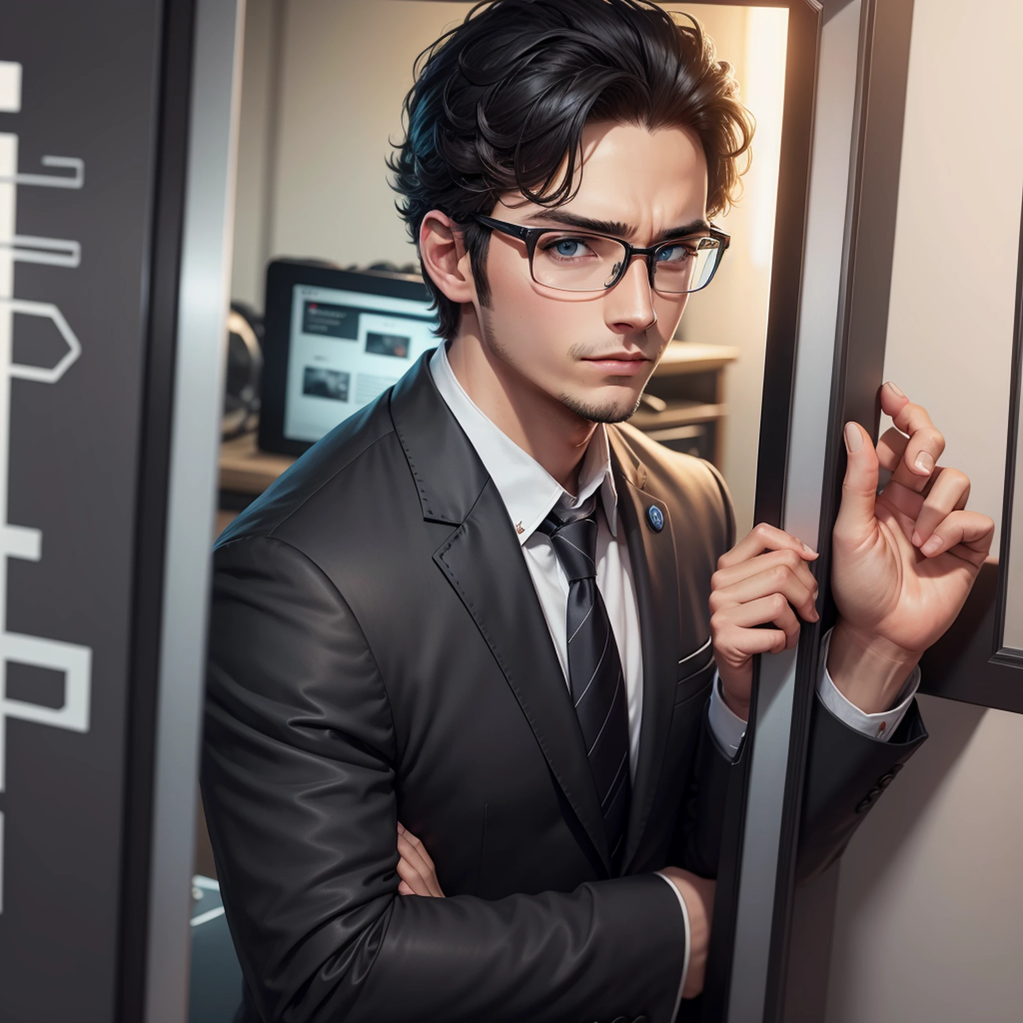 Technical house handsome!Game Genius Black Framed Glasses Live streamer