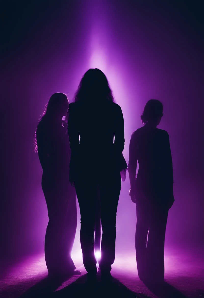 Light beings emerging from a purple aura