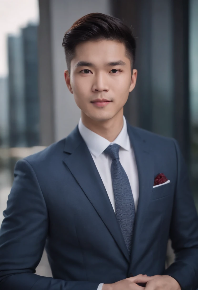 asian male,Professional photo,Business suit,frontage