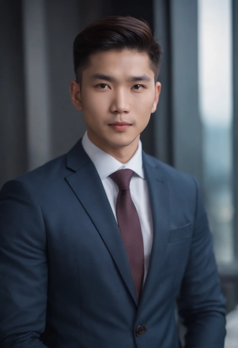 asian male，Professional photo，Business suit，frontage