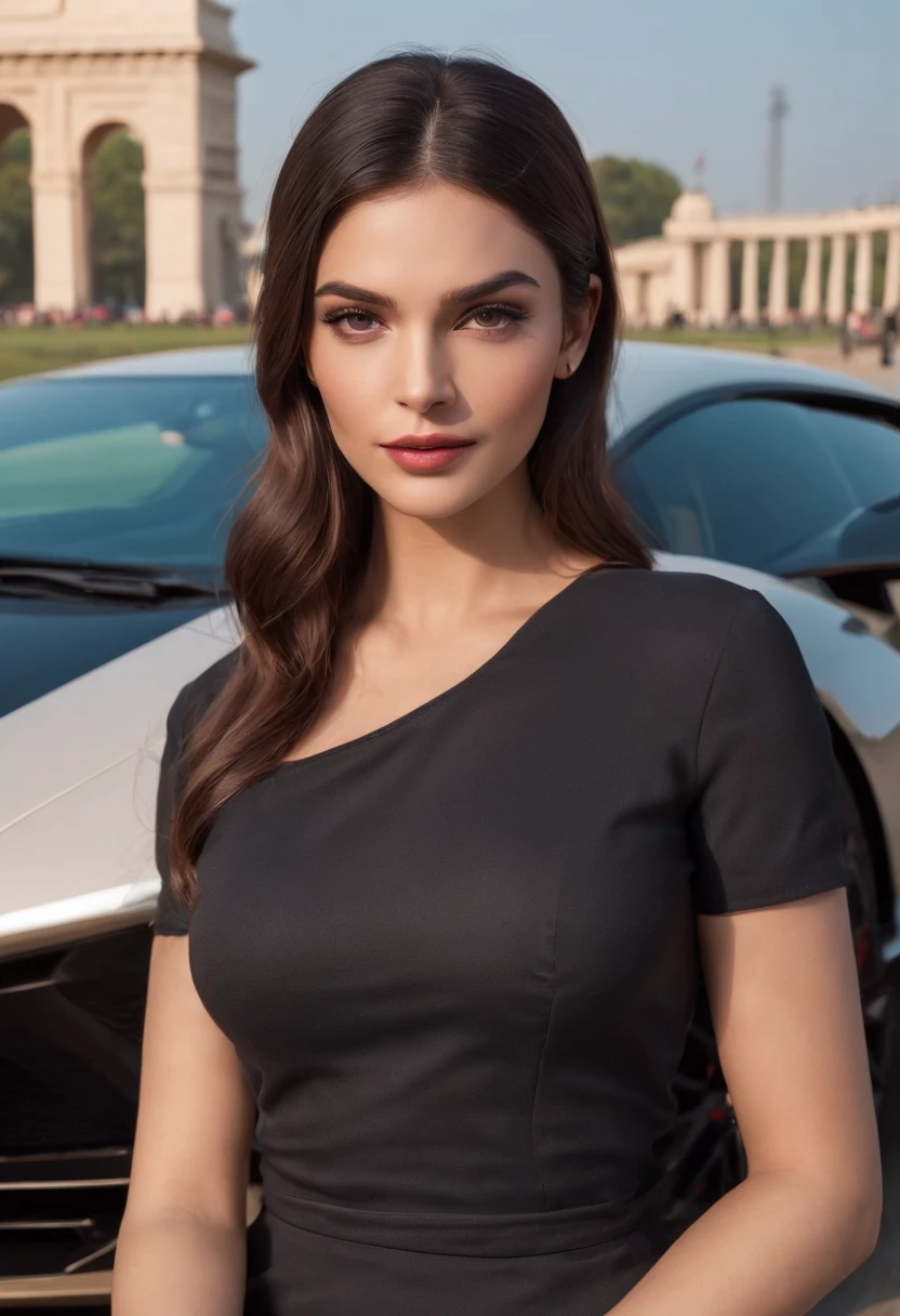 a close up of a lamborghini car and sexy girl posing at the side if india gate, wallpaper mobile, cinematic poster, phone wallpaper, like matrix, motivational poster,black color lamborghini car, money raining from the sky,cinematic 4 k wallpaper, cinematic 4k wallpaper, matrix lut, poster!!!, gta v poster style, automotive photography, cinematic matte illustration, matte digital illustration, amazing wallpaper, matte painting movie poster, gta loading screen art, mobile wallpaper