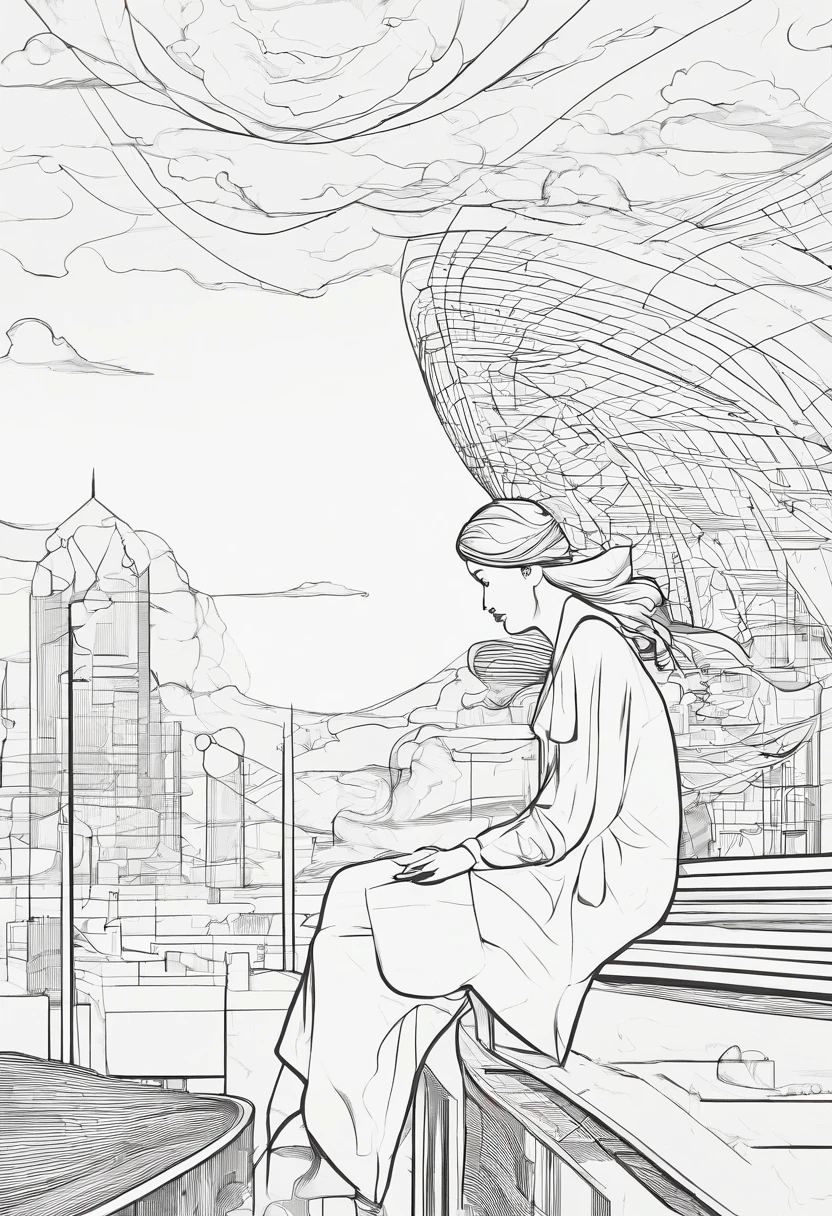 A girl looking in sky dreaming of escape from of ife
