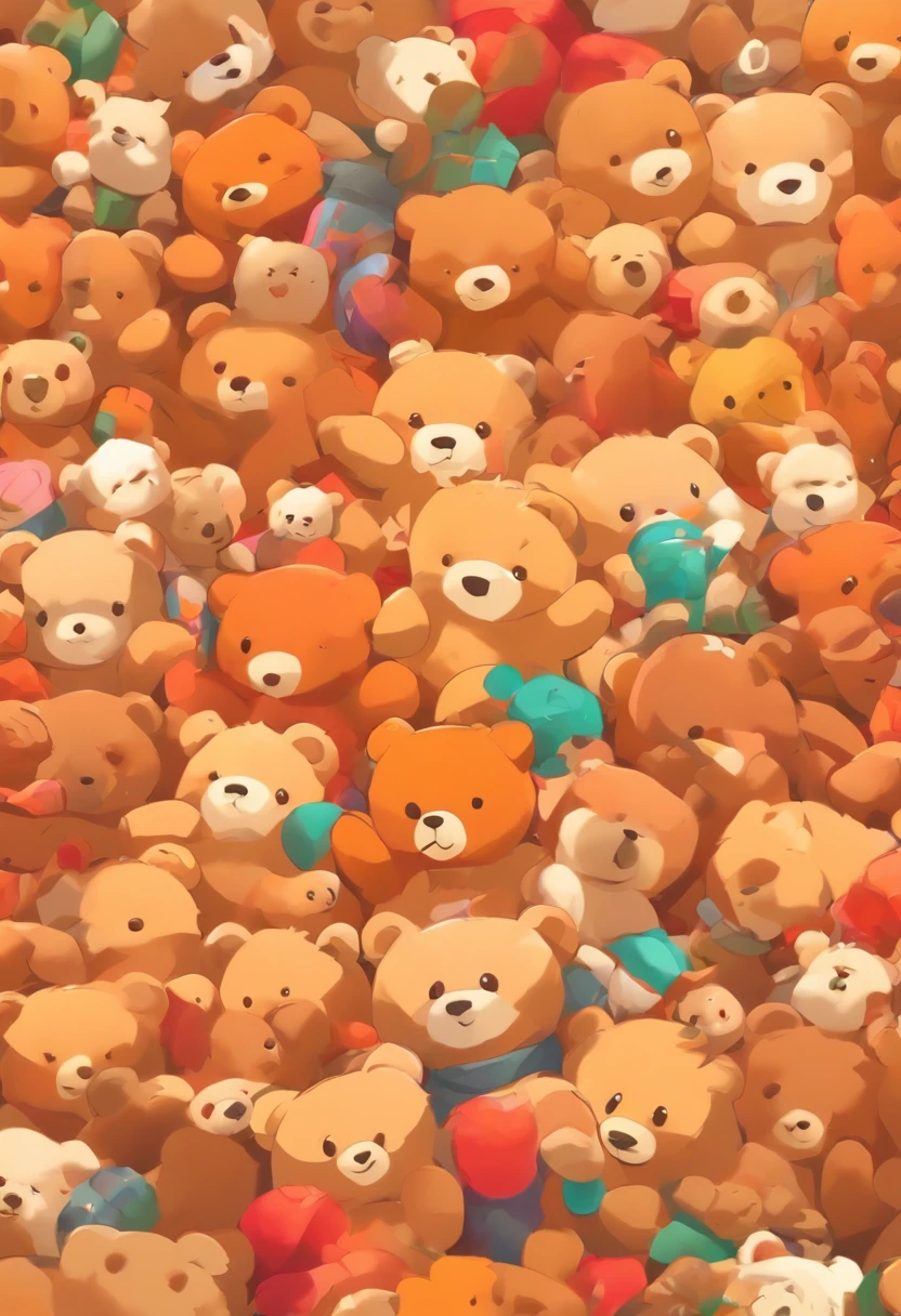 create an artistic background pattern with vectors of teddy bears and other toys in high quality seamless 8k uhd