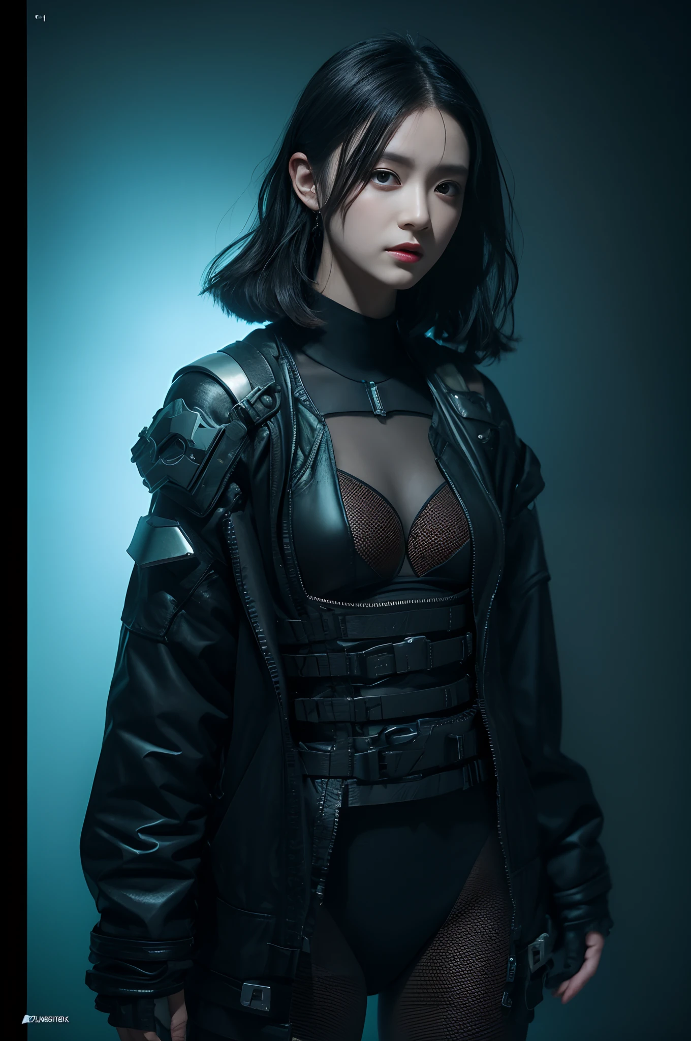 ,3D, A beautiful cyberpunk female image,battledress,hdr(HighDynamicRange),Ray traching,NVIDIA RTX,Hyper-Resolution,Unreal 5,Subsurface scattering、PBR Texture、post-proces、Anisotropy Filtering、depth of fields、maximum definition and sharpness、Many-Layer Textures、Albedo e mapas Speculares、Surface coloring、Accurate simulation octane rendering of light-material interactions、Two-colored light、largeaperture、Low ISO、White balance、the rule of thirds、8K raw data、blackstockings。