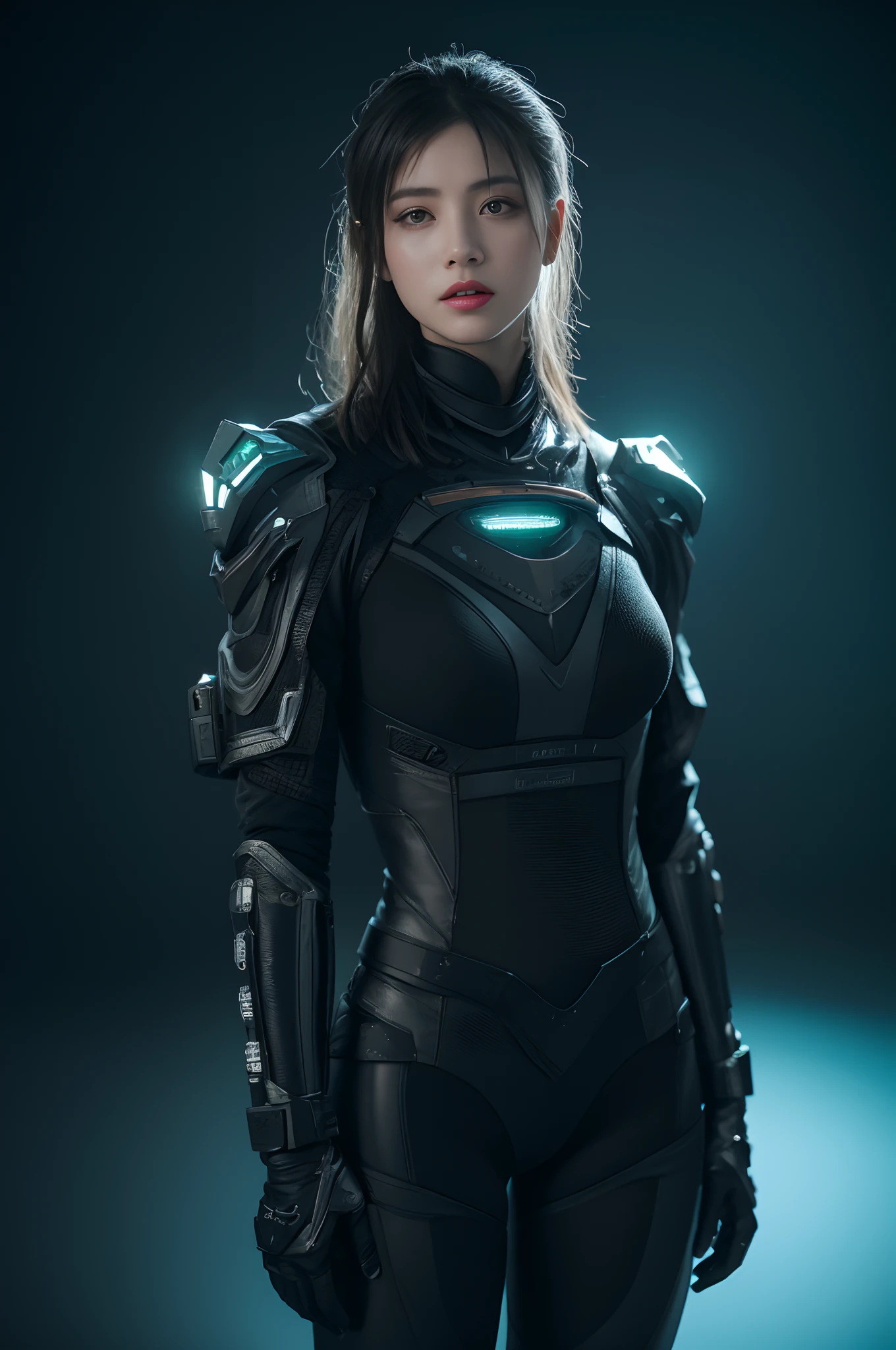 ,3D, A beautiful cyberpunk female image,battledress,hdr(HighDynamicRange),Ray traching,NVIDIA RTX,Hyper-Resolution,Unreal 5,Subsurface scattering、PBR Texture、post-proces、Anisotropy Filtering、depth of fields、maximum definition and sharpness、Many-Layer Textures、Albedo e mapas Speculares、Surface coloring、Accurate simulation octane rendering of light-material interactions、Two-colored light、largeaperture、Low ISO、White balance、the rule of thirds、8K raw data、blackstockings。