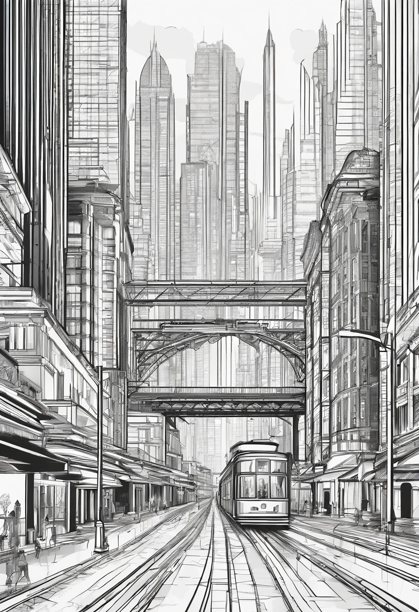(masterpiece:1.2),(best quality),(high detail),(realistic:1.37)Futurist era city, architectural streets, futuristic train lines, cyberpunk, buildings, night, European city, rainy, neon, illuminated roads, grandiose skyscrapers, gleaming reflections on wet pavement, bustling crowds, intricate network of train tracks, hovering vehicles, glowing holographic signs, cascading waterfalls, vibrant nightlife, towering cathedrals, ornate bridges, stunning architectural details, intricate metalwork, shimmering glass facades, panoramic views of the cityscape, dramatic lighting, cinematic atmosphere.