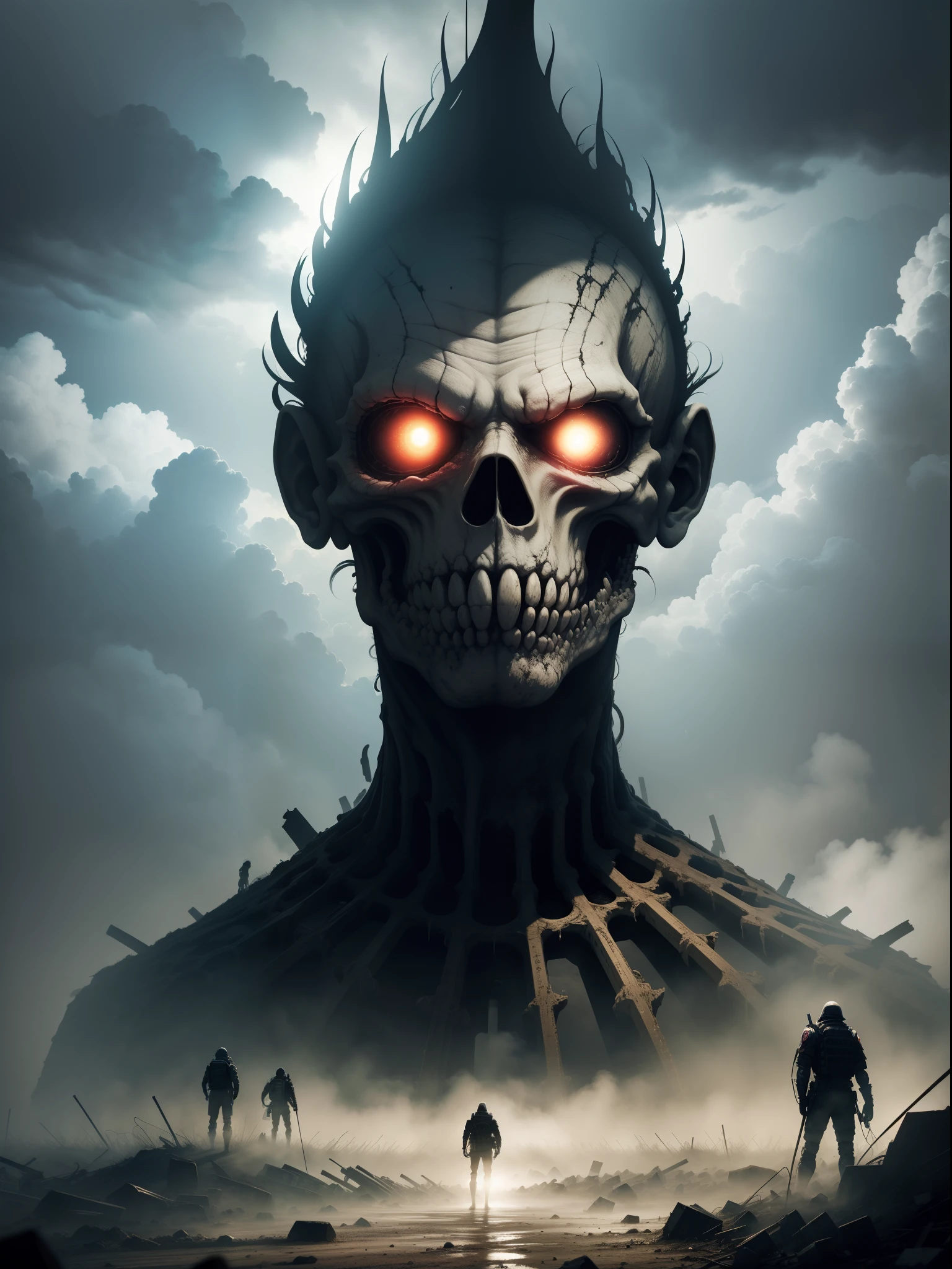 Generate the end of the world,the apocalypse with demons killing people piercing humans, eating up souls,with lost souls wandering around