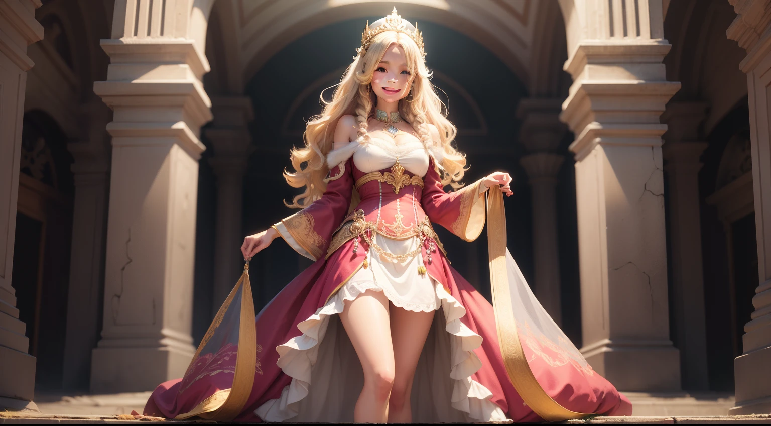 Sexy  and beautiful  Russian woman, age 20, Brusty boobs 1:5, wore stylish light pink colour royal clothes with ornaments,sexy pose, model and standing pose,present in outside, masterpiece, realistic, 8k, detailed