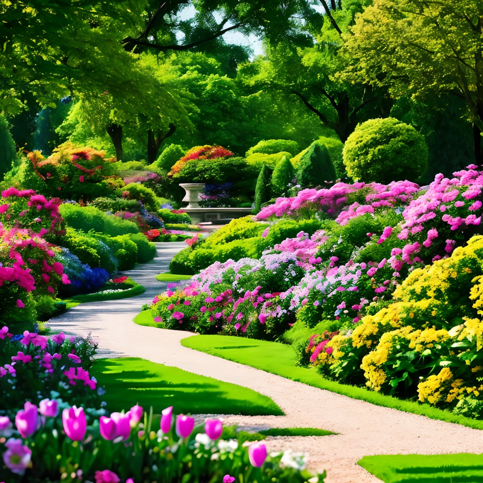 A botanical garden with romantic scene, romantic athmosphere, colorful, 8k, printable --auto