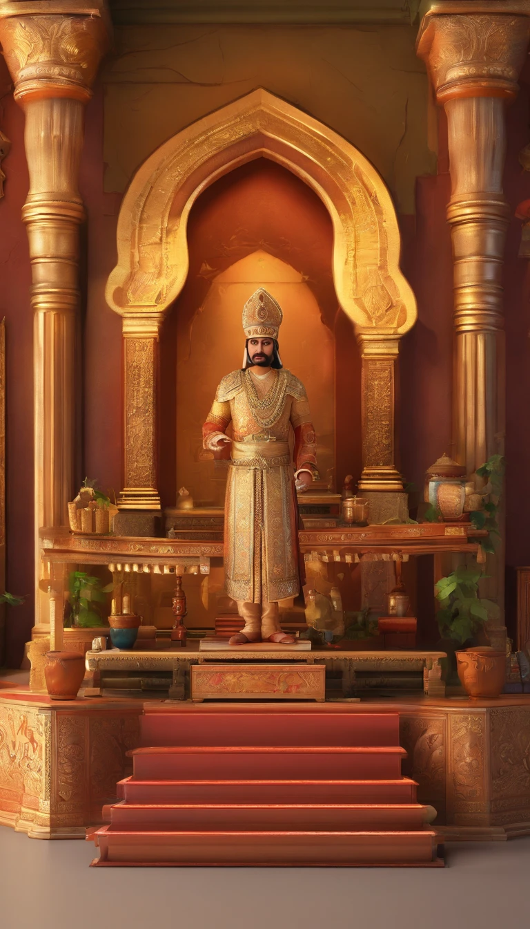 "Create a scene where Akbar and Birbal are presenting a case before a majestic High Court judge."