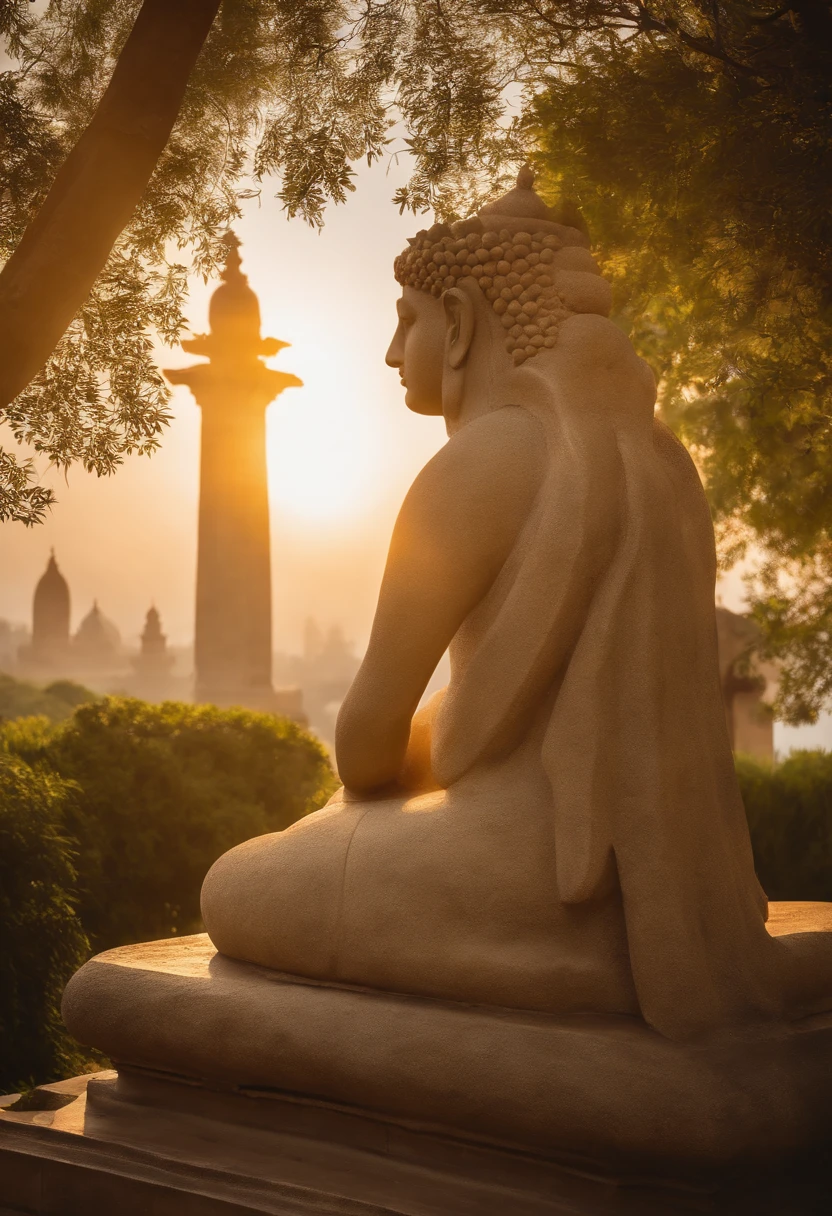 best quality,4k,highres,masterpiece:1.2,ultra-detailed,photorealistic,portrait,Buda,statue,golden,sunlight,monument,ancient,harmony,colorful,reflection,serene,serenity,historical city,ornate,detailed architecture,meditative,tranquil,peaceful,stone carving,sacred,spiritual,sculpture,East-meets-West,dusk,serene countenance,majestic,soothing,ethereal,transcendent,delicate,gentle,historical icon,awe-inspiring,serene expression,tranquil garden,majestic presence,mystical,harmonious symphony,serenity and grandeur,majestic beauty,perfection in form,serene gaze,breathtaking,spiritual journey,dignified,soaring towers,majesty and grace,majestic calmness,dreamlike,vibrant colors,ethereal beauty,contemplative,state of tranquility,stunning architecture,sun setting over city,awe-inspiring presence,illuminated by sunset,golden hue,grandeur of the past,exquisite craftsmanship,cultural heritage,peaceful vibes,serene environment,eternal wisdom.