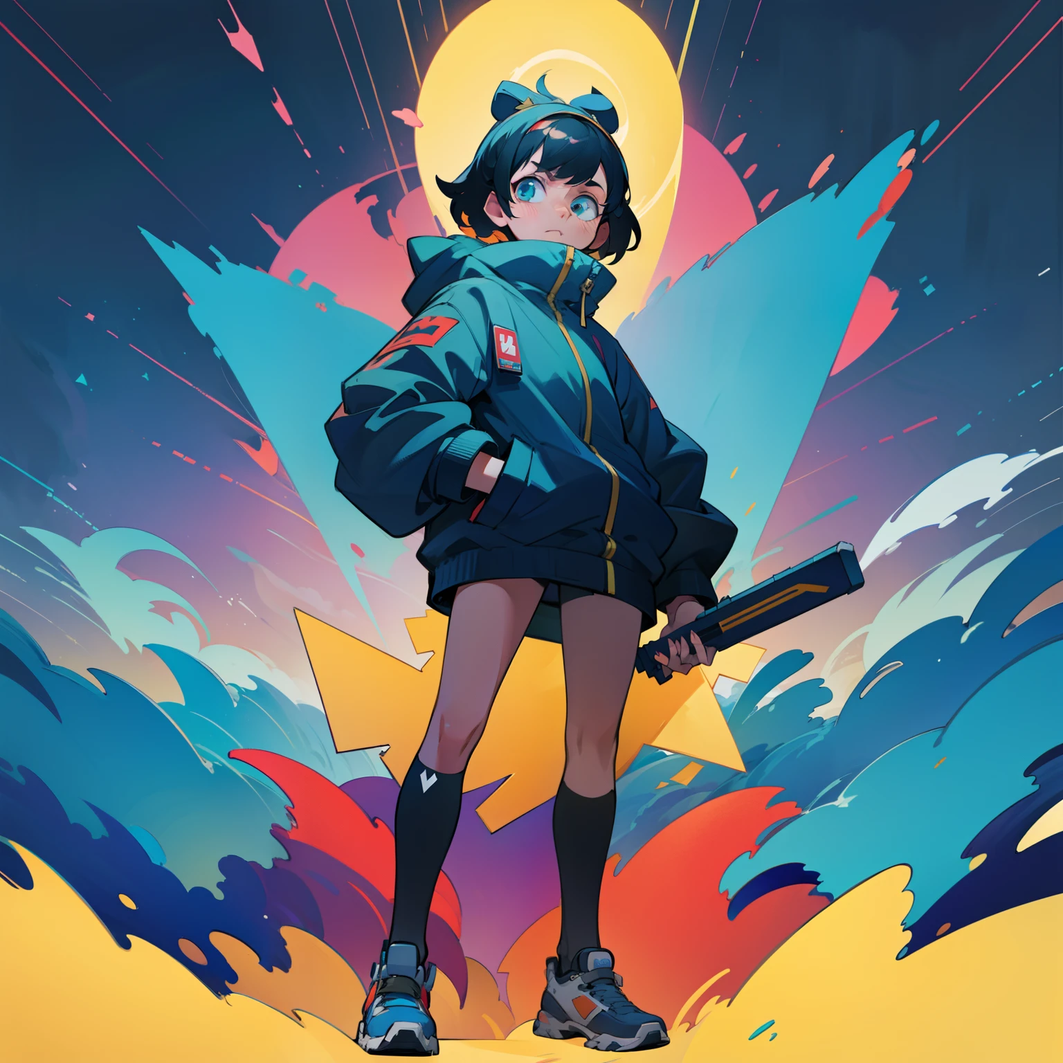 vtuber concept art, standing still, facing camera, 2d