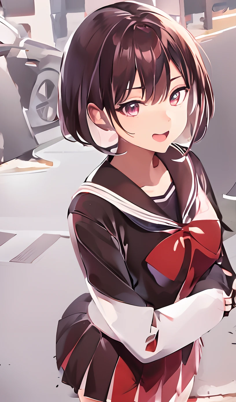 Anime girl in uniform standing on the street with arms crossed, Anime visuals of cute girls, Smooth Anime CG Art, young anime girl, Cute anime girl, an anime girl, Portrait of an anime girl, beautiful anime high school girl, portrait of cute anime girlbabes, closeup Iwakura Lain, portrait of cute anime girlbabes, charming anime girls