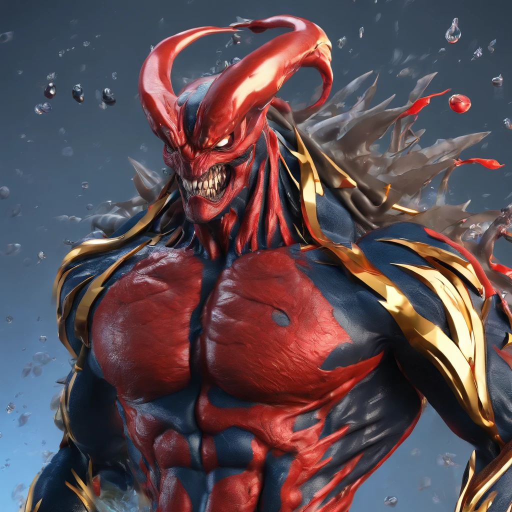 A dragon man with a full belly, muscular, vore, imprint on belly, big bulge, illustration, (best quality, 4k, highres, masterpiece:1.2), ultra-detailed, realistic, horror, sharp focus, vivid colors, nighttime lighting, burping up an object, motion lines.