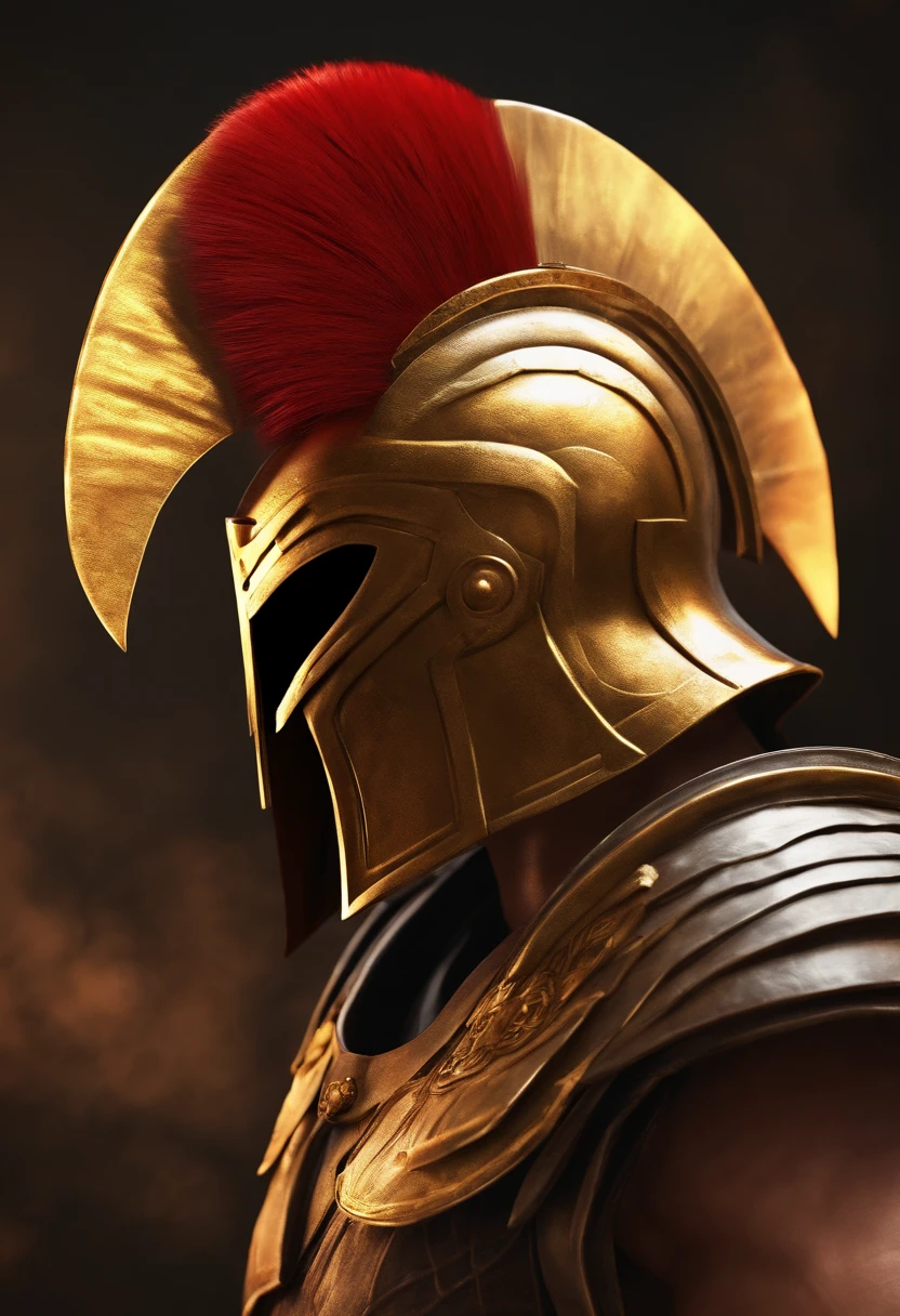 a golden spartan helmet with a red mohawk on top of a laurel wreath, epic legends game icon, avatar image, emblem of wisdom, laurels of glory, spartan, spartan warrior, spartan rage, trojan war, ancient, iron helm maximalist, character icon, legend, legends, athena, more details, game icon stylized, wearing ornate helmet, spartan armor