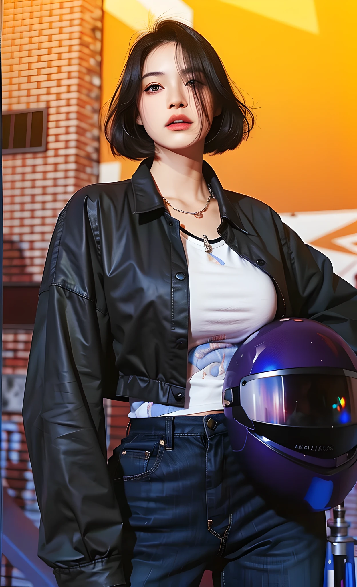 (photorealistic:1.4), best quality, masterpiece, ultra high res, 1girl, (detailed face:1.2), (detailed eyes:1.2), (detailed hair:1.2), (detailed clothes:1.2), 4k, (detailed color:1.2), perfect finger, (black hair:1.2,