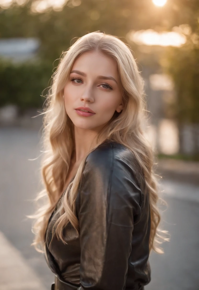 a sexy college girl with long flowing blond hair, mouth dripping with saliva, lewd expressing, wearing wet slutty clothes that accentuates her curves, medium size breasts, beautiful face, standing in campus parking lot, dappled sunlight, vibrant and alluring mode. realism, Portrait, High quality. High details. 8K.