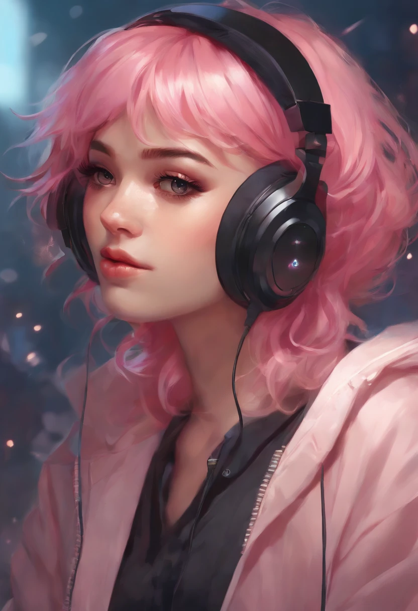 anime girl with pink hair and headphones, artwork in the style of guweiz, style artgerm, 8k artgerm bokeh, kda, artgerm portrait, extremely detailed artgerm, artgerm detailed, ! dream artgerm, ig model | artgerm, artgerm lau, lofi portrait