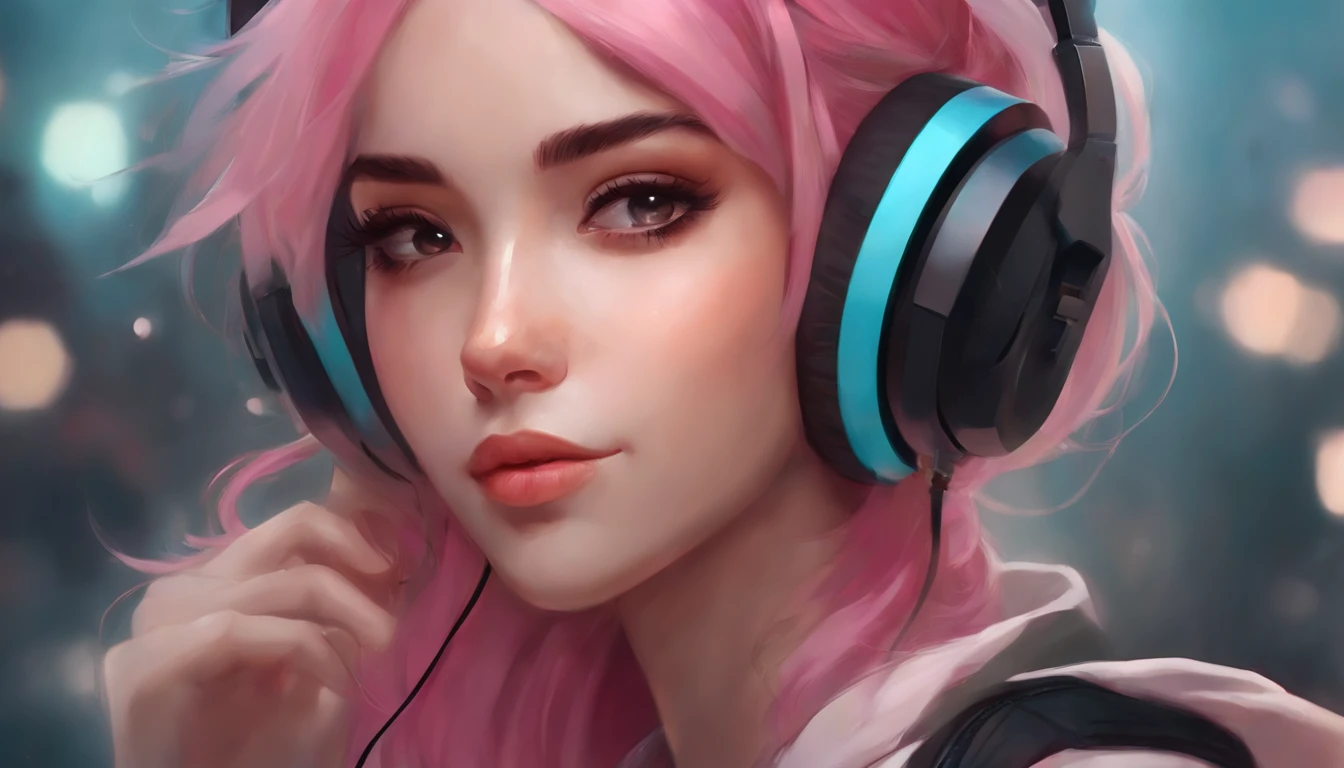 anime girl with pink hair and headphones, artwork in the style of guweiz, style artgerm, 8k artgerm bokeh, kda, artgerm portrait, extremely detailed artgerm, artgerm detailed, ! dream artgerm, ig model | artgerm, artgerm lau, lofi portrait