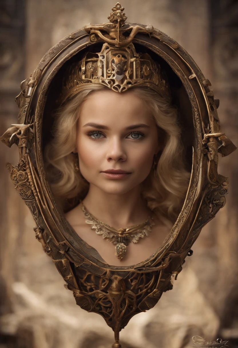 (((masterpiece))) ((high resolution)), beautiful steampunk blonde slightly smiling Spanish senorita, wavy hair, perfect beautiful face, shapely legs, ultra-detailed facial features, sharp symmetrical eyes, soft skin, steampunk, analog photography, extremely detailed, ultra-realistic, unreal engine, intricate details, very pretty, stunning, intricate detail, hyper-realistic, intricate detail, highly detailed, intricately detailed steampunk, wide depth of field,