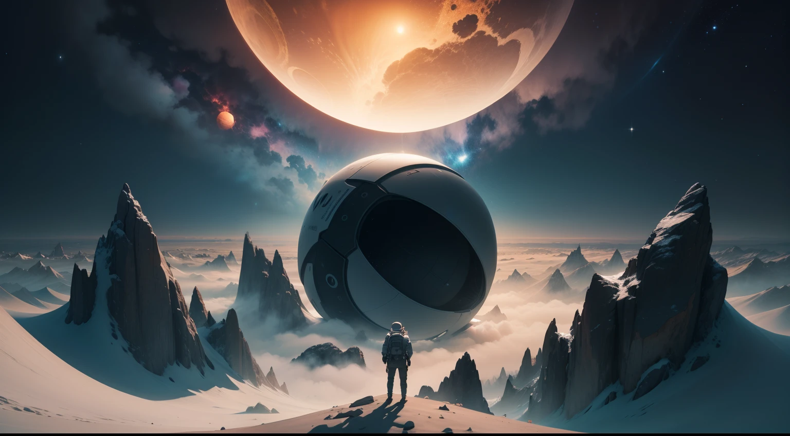 Create a dynamic and creative logo for the YouTube channel 'Astro Frontiers' with the tagline 'Keep the Curiosity Alive.' The background should have a vibrant color theme with a hex value of #E5052F, and the text should be in white. Incorporate elements that evoke a sense of space exploration, curiosity, and adventure. The logo should reflect the channel's mission to explore the frontiers of astronomy and inspire curiosity about the cosmos.