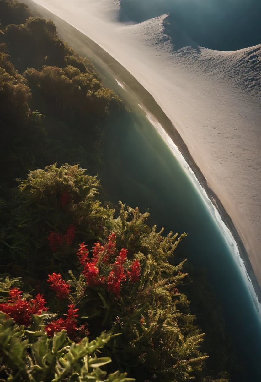 Plants from the International Space Station on a light cream-colored tabletop, vista de cima para baixo