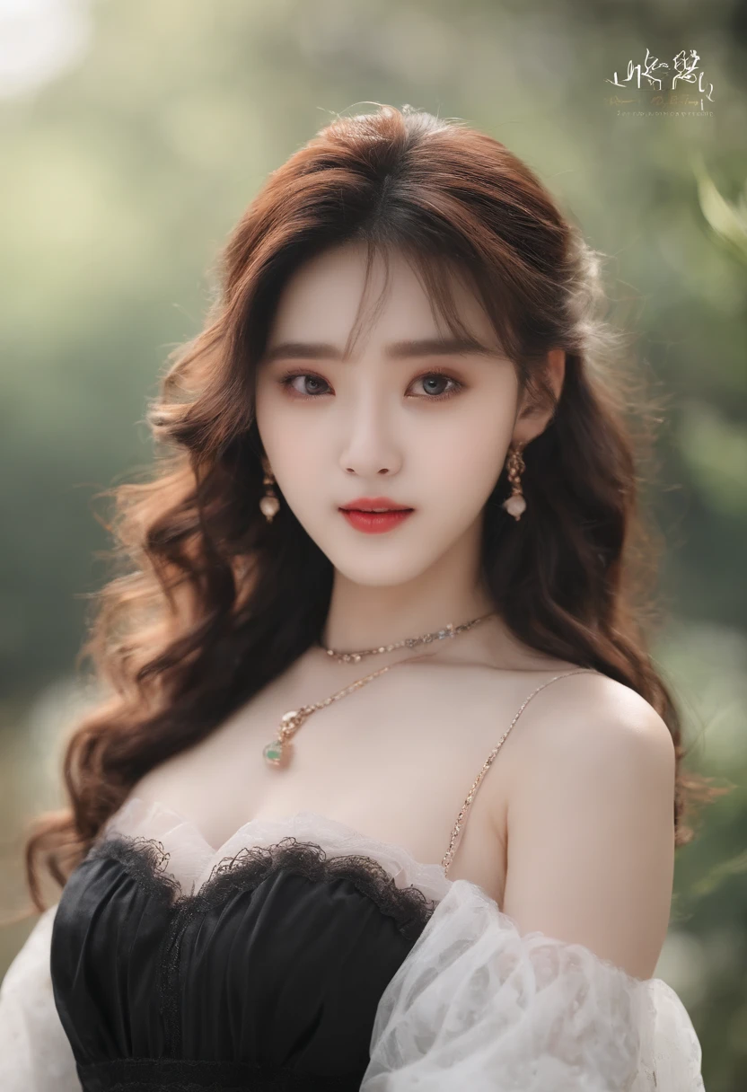 Song Yuqi's face，15-year-old girl，Slightly curly hair，in bathroom，Face the audience head-on，ssmile，Wet breasts，Wet chest，No chest covering，exposing her chest，ssmile，Hold your hands on your chest