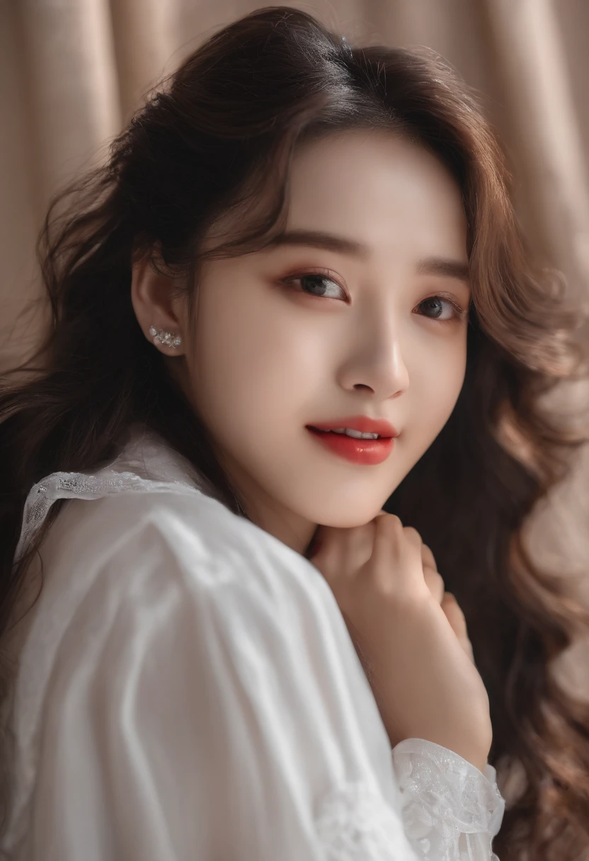 Song Yuqi's face,15-year-old girl,Slightly curly hair,in bathroom,Face the audience head-on,ssmile,Wet breasts,Wet chest,No chest covering,exposing her chest,ssmile,Hold your hands on your chest