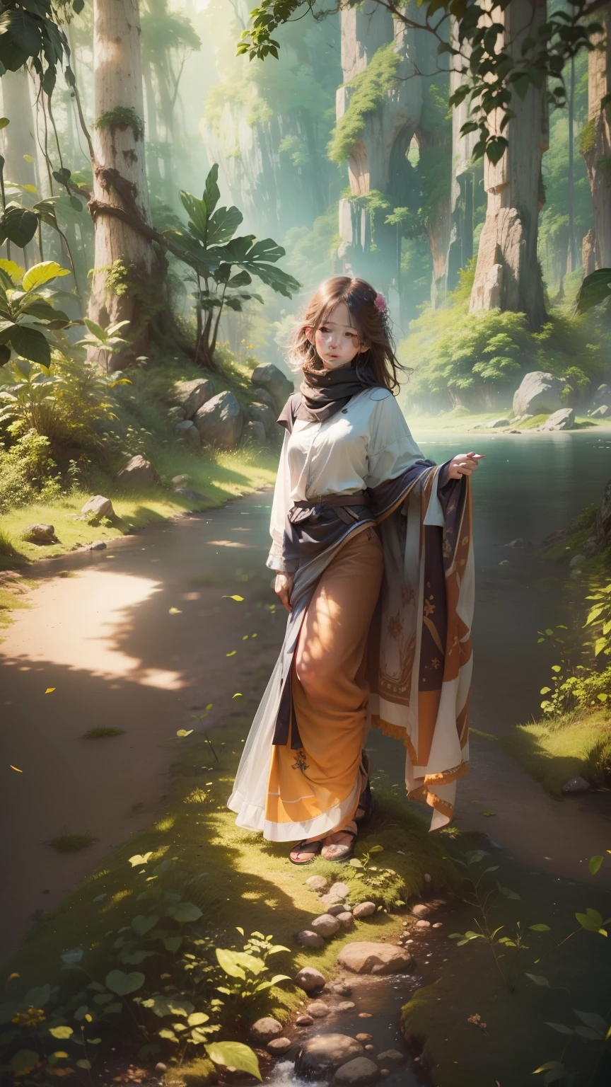 Girl in a beautiful nature, simple, trendy, pretty, 8k ultra HD