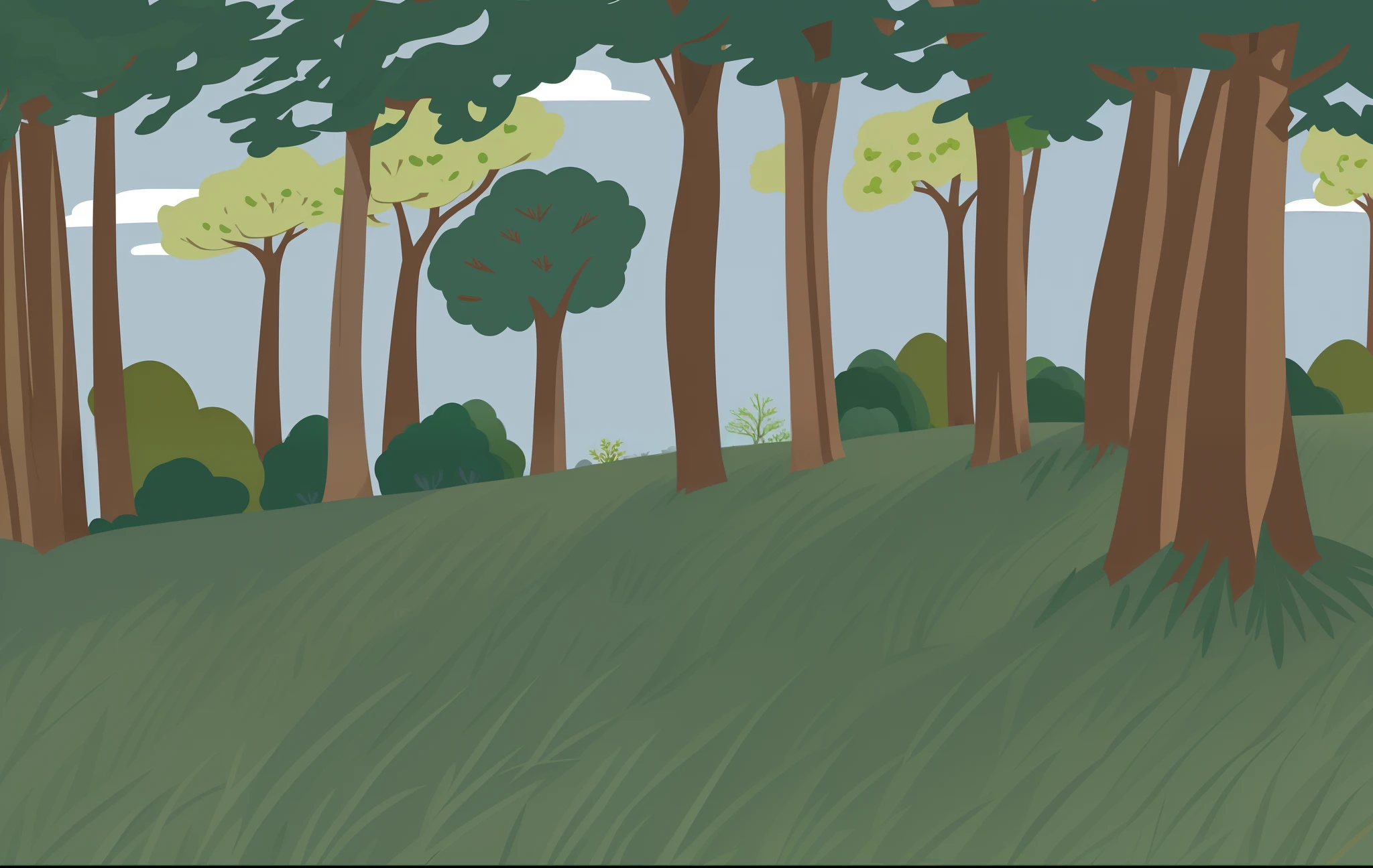 There is a drawing of a forest with trees and grass, some trees in the background, trees in the background, random forest landscape, floresta em segundo plano, floresta fora, with trees, trees in background, Trees in the grassy hills, desenhado no microsoft paint, floresta em segundo plano, lots of trees, some trees, trees outside, em uma floresta. Arte Digital