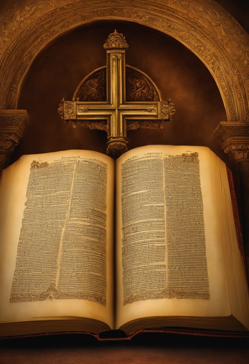 "Por favor, create a high-definition image of the Holy Bible that captures the reverence and spiritual significance of this holy book. The image should convey the historical and religious importance of the Bible, apresentando-a de forma digna e respeitosa. Use soft lighting to highlight cover and page details, enfatizando sua textura e envelhecimento, if applicable. Position the Bible in an environment that evokes a sacred environment, como uma prateleira de madeira em uma biblioteca antiga ou um altar iluminado. As cores devem ser sutis e a tipografia, Apresente-se, deve ser elegante e discreta. The image should inspire a sense of reverence and spiritual connection to the words and teachings contained in the Holy Bible."
