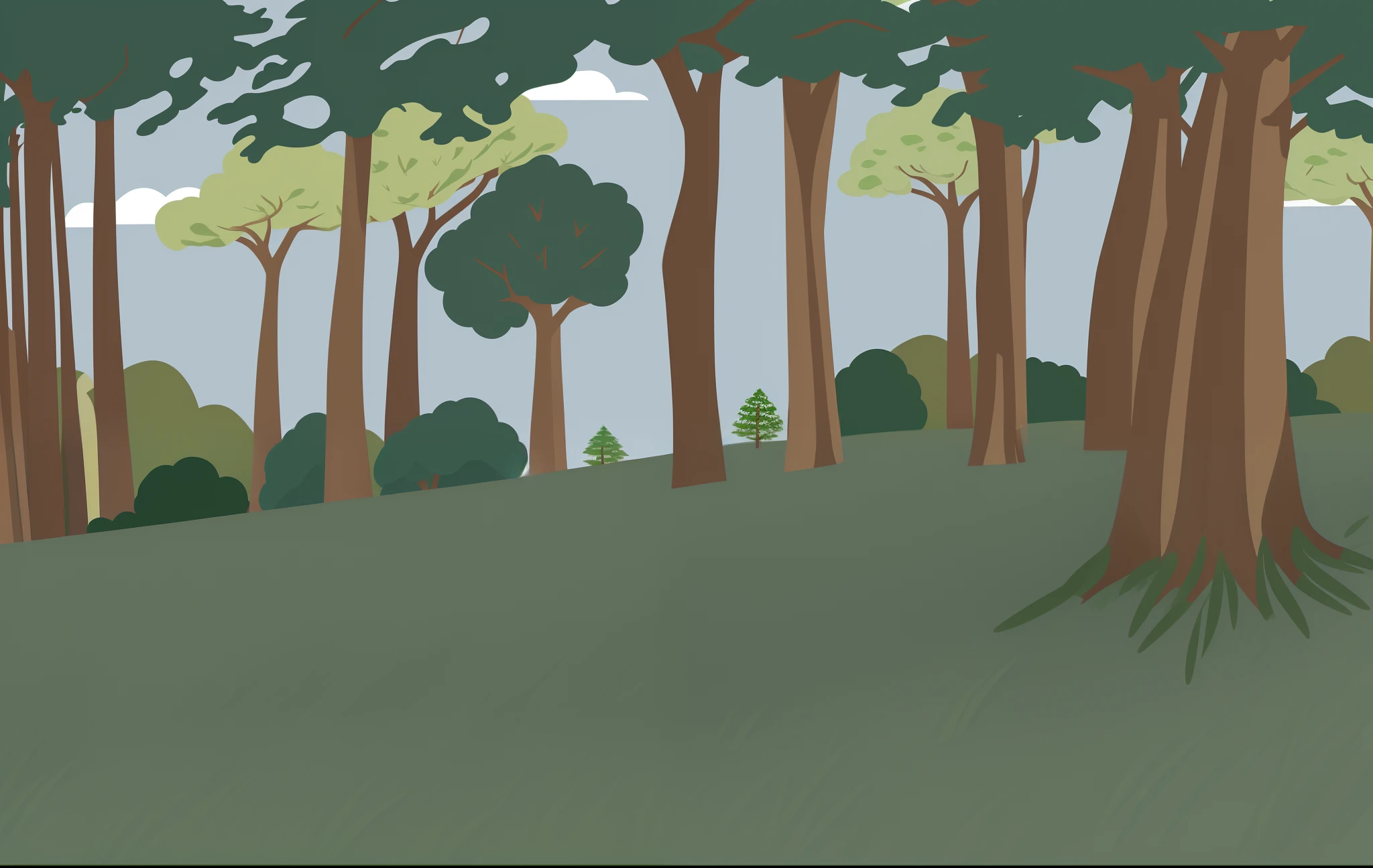There is a drawing of a forest with trees and grass, some trees in the background, trees in the background, random forest landscape, floresta em segundo plano, floresta fora, with trees, trees in background, Trees in the grassy hills, desenhado no microsoft paint, floresta em segundo plano, lots of trees, some trees, trees outside, em uma floresta. Arte Digital