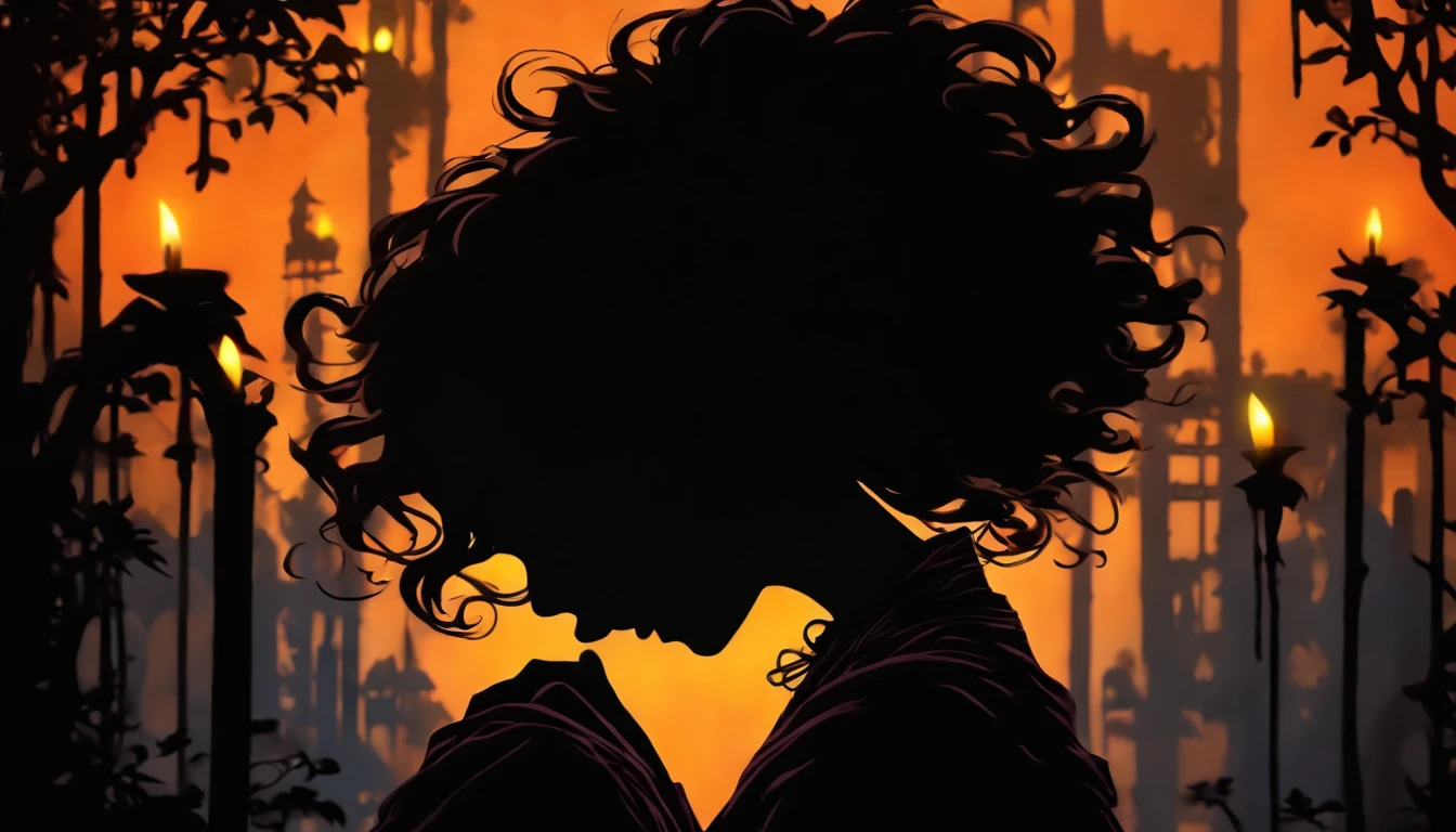 (Silhouette Art,cutouts:1.6)
(((Paper cutting art,A world where only black exists:1.3)
(Cowboy Shot),1 girl,Solo,
(Kimono Girl,profile:1.2),white, Clear and beautiful face,
BREAK
(Mass candles)
Textured glass background,