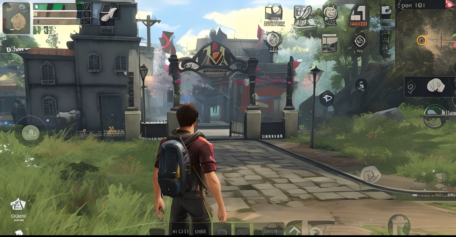 uma captura de tela de um homem andando por uma rua em um jogo, gameplay screenshot with ui, captura de tela do jogo, pc game with ui, Captura de tela do jogo, Captura de tela do videogame de 2020, na captura de tela do jogo, Captura de tela do videogame>, no jogo, Captura de tela do jogo, Mobile Game, no jogo, IN - Captura de tela do jogo, captura de tela no jogo