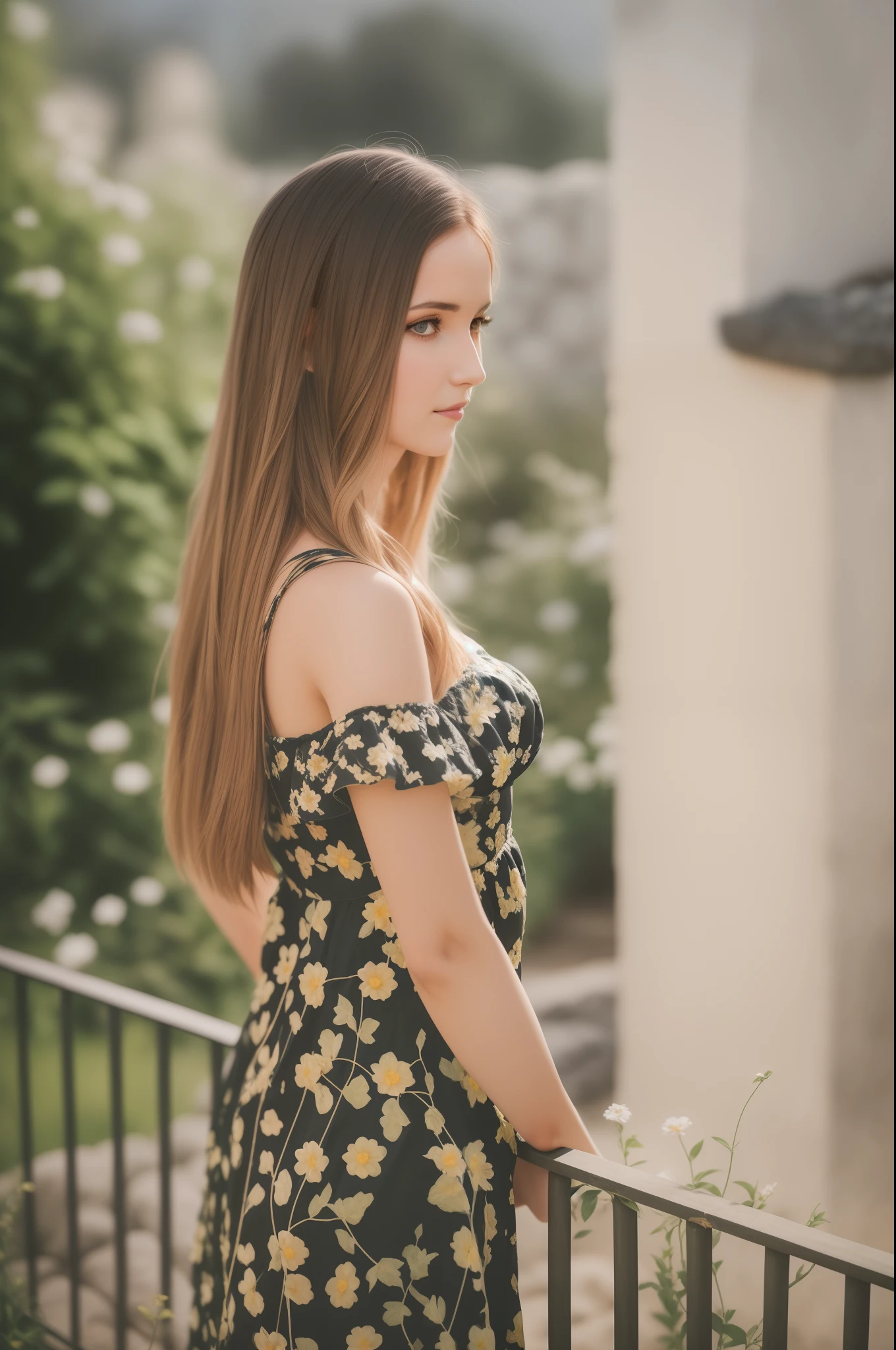 arafed woman sitting on a rock in a dress in a garden, mid shot portrait, 90 mm portrait, ukrainian girl, photo taken with Sony A7R3, photo taken with Sony, 90mm portrait, 90mm portrait, ekaterina, portait photo, portrait shot