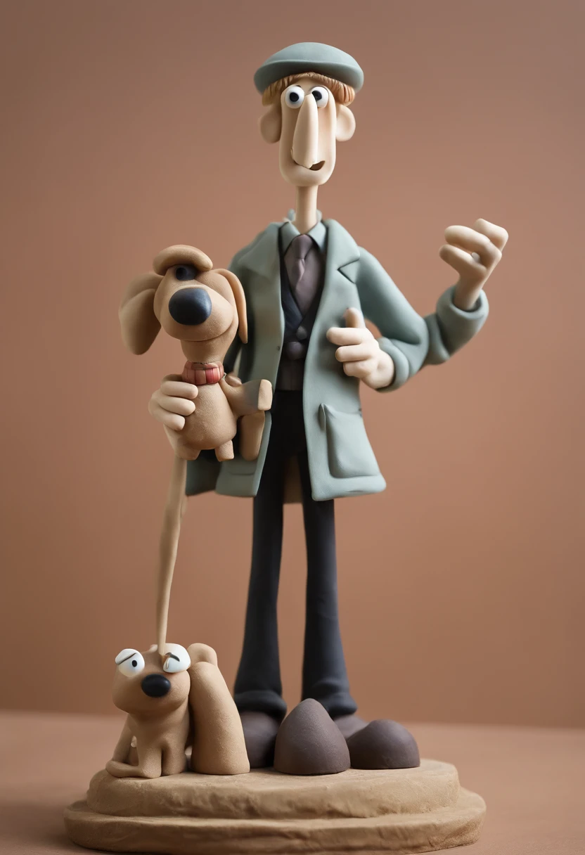 walalce frrom wallace and gromit in a tall trench coat