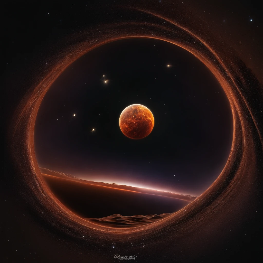 Black holes in the universe,in a panoramic view,(plethora of colors,Best quality,high detal,tmasterpiece,cinmatic lighting,4K,Chiaroscuro)