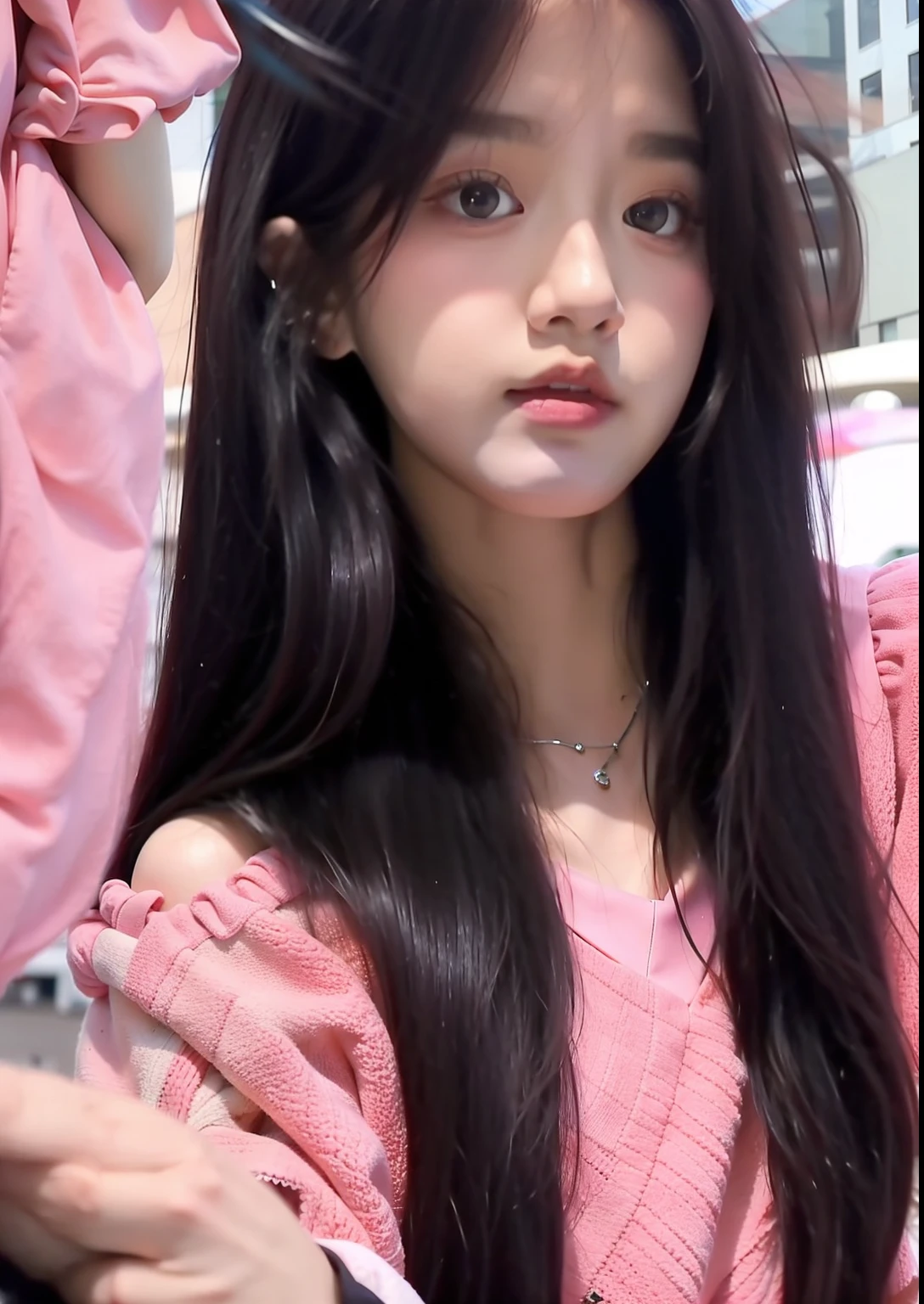Close-up of a woman wearing a pink dress with long black hair, BLACKPINK's Index(JISOO), jisoo from blackpink, She is about 20 years old, She is about 2 0 years old, She is about 1 to , She is about 2 5 years oldbae suzy, smooth in _ Background with, leaked image