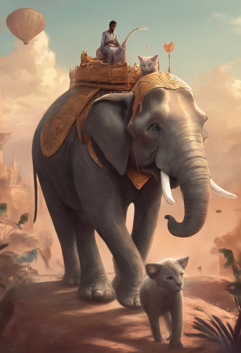 Cat riding an elephant