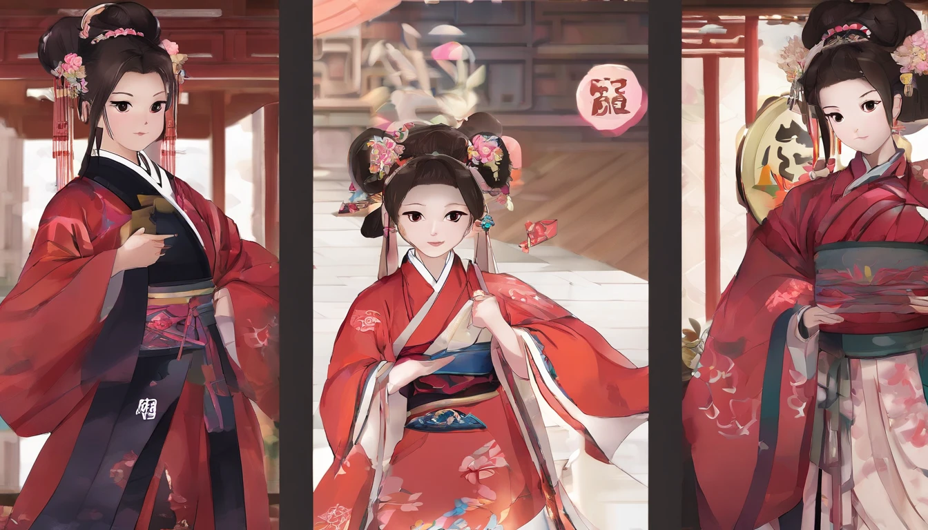 China-style，Tang dynasty baby girl，Hanfu，Cute and cute，A ball head，Take a bunch of sugar gourds，The lively streets of Chang'an，eery，Full body like，Detailed and accurate，depth of fields，8K,A high resolution,tmasterpiece,Beautiful wallpapers,high qulity,high detal,s the perfect face,offcial art,blur backgroun, --Niji 5 --Q 2