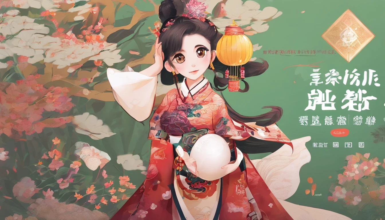 China-style，Tang dynasty baby girl，Hanfu，Cute and cute，A ball head，Take a bunch of sugar gourds，The lively streets of Chang'an，eery，Full body like，Detailed and accurate，depth of fields，8K,A high resolution,tmasterpiece,Beautiful wallpapers,high qulity,high detal,s the perfect face,offcial art,blur backgroun, --Niji 5 --Q 2